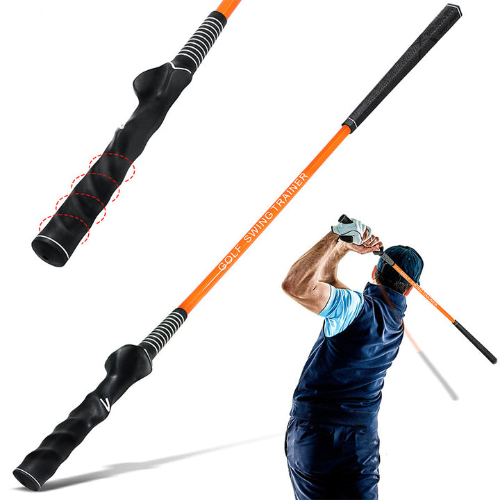 Golf swing trainer with double grip