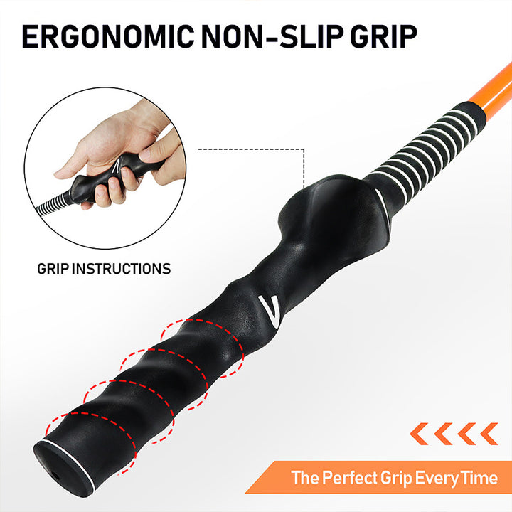 Golf swing trainer with double grip