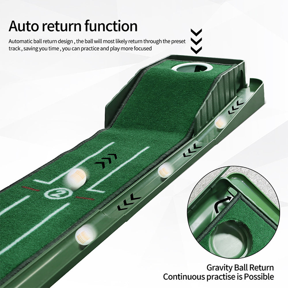 Mini Putting Mat with Auto Ball Return – Compact Golf Training Green ...